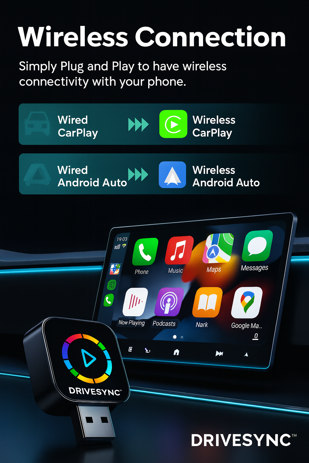 DriveSync™ v2 Pro Wireless Carplay Adapter